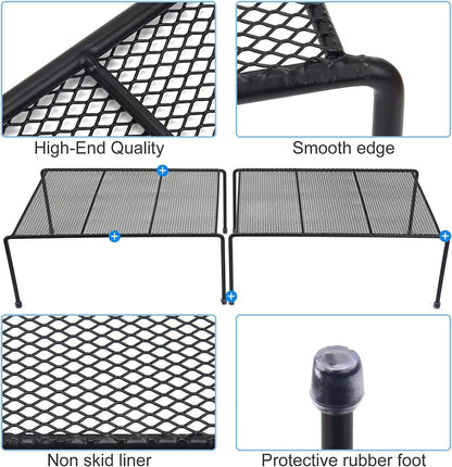 Set of 2 Mesh Kitchen Shelves Cabinet Storage Shelf Rack (13.1 x 10.2 Inch) ，Kitchen Bathroom Pantry Cupboard Desk Home Office, Fridge, Cabinet, Bathroom Cupboard (White)