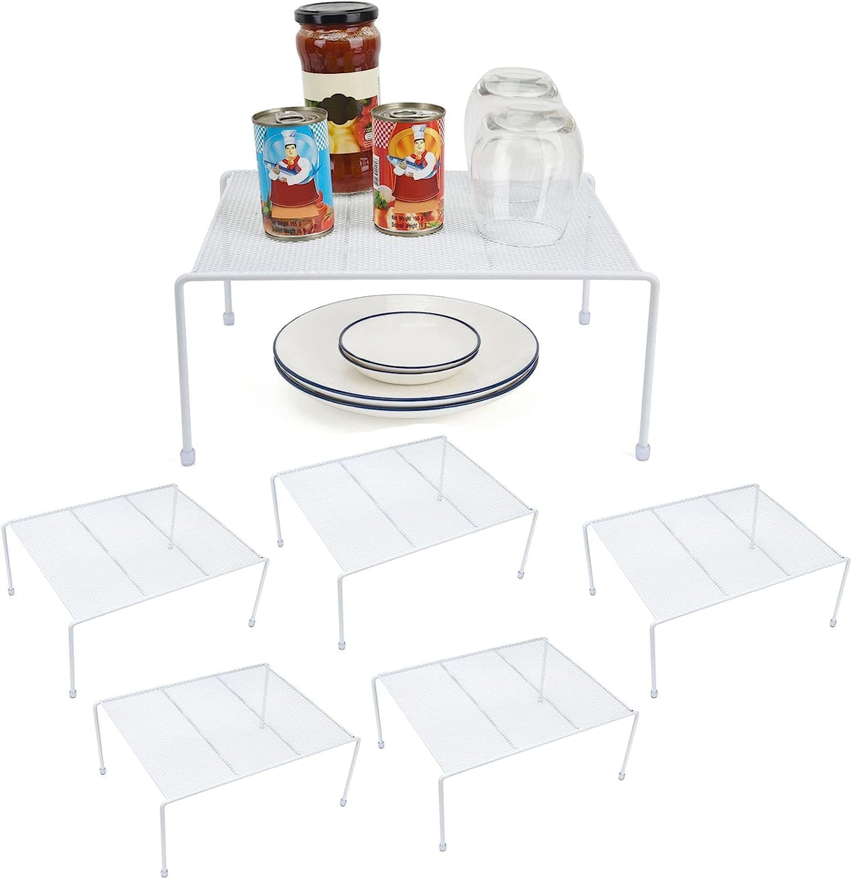 Set of 2 Mesh Kitchen Shelves Cabinet Storage Shelf Rack (13.1 x 10.2 Inch) ，Kitchen Bathroom Pantry Cupboard Desk Home Office, Fridge, Cabinet, Bathroom Cupboard (White)