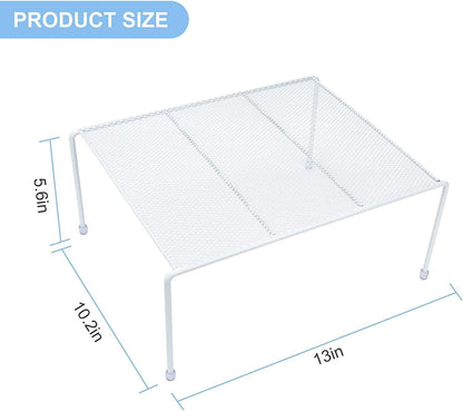 Set of 2 Mesh Kitchen Shelves Cabinet Storage Shelf Rack (13.1 x 10.2 Inch) ，Kitchen Bathroom Pantry Cupboard Desk Home Office, Fridge, Cabinet, Bathroom Cupboard (White)