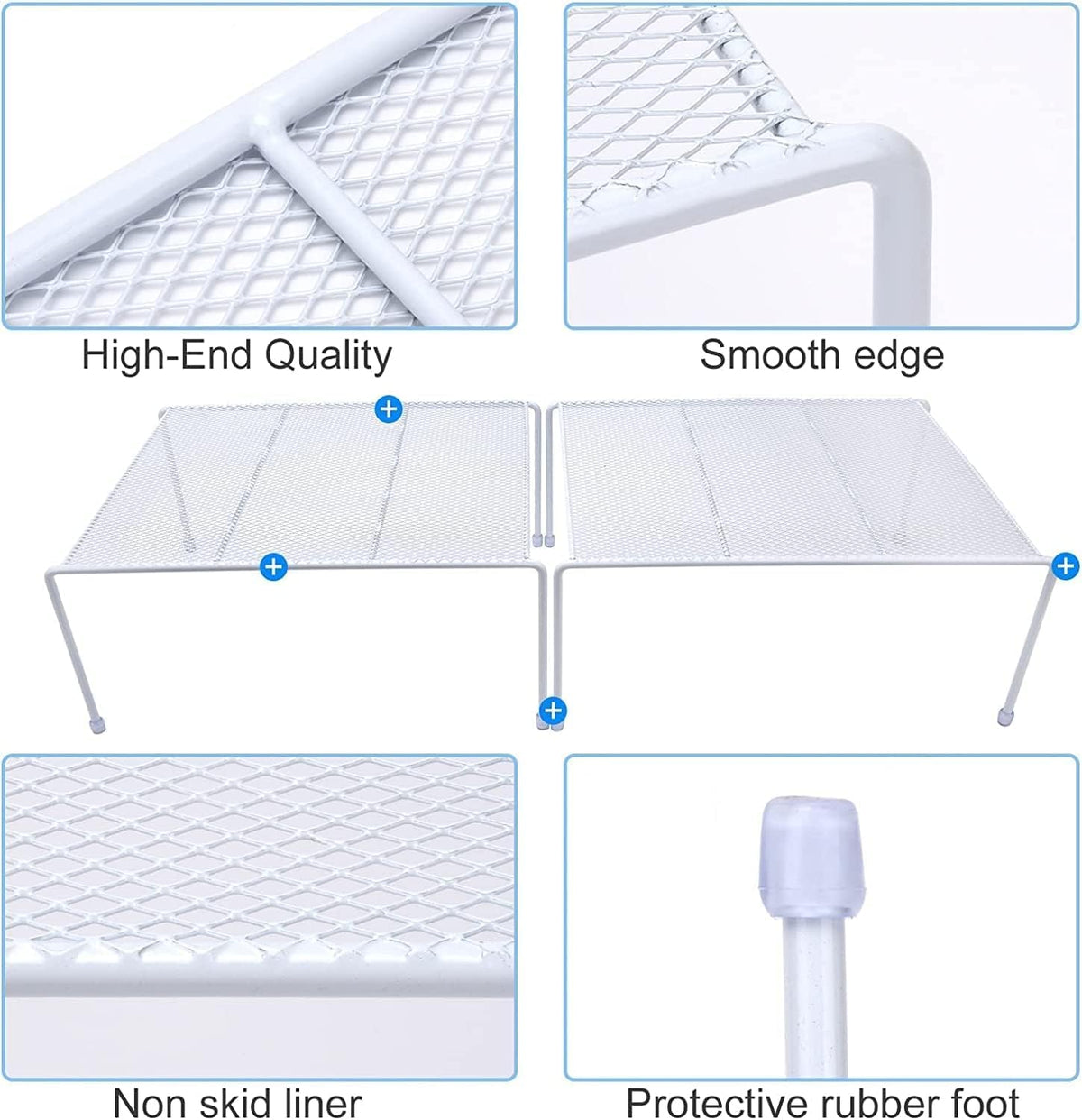 Set of 2 Mesh Kitchen Shelves Cabinet Storage Shelf Rack (13.1 x 10.2 Inch) ，Kitchen Bathroom Pantry Cupboard Desk Home Office, Fridge, Cabinet, Bathroom Cupboard (White)
