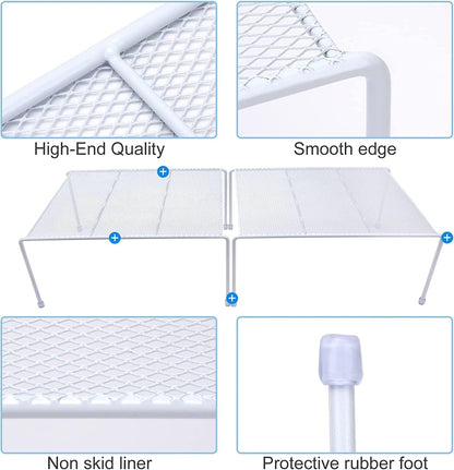 Set of 2 Mesh Kitchen Shelves Cabinet Storage Shelf Rack (13.1 x 10.2 Inch) ，Kitchen Bathroom Pantry Cupboard Desk Home Office, Fridge, Cabinet, Bathroom Cupboard (White)