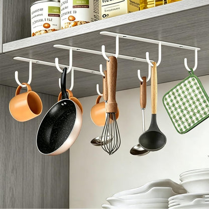 3pcs Under Cabinet Mug Hooks,Adhesive/Screw 2 Ways Install Mug Holder,Coffee Cups Hook with 9 Hooks,Mug Organizion Rack for Displaying Mugs/Cups/Kitchen Utensils (Black)