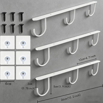 3pcs Under Cabinet Mug Hooks,Adhesive/Screw 2 Ways Install Mug Holder,Coffee Cups Hook with 9 Hooks,Mug Organizion Rack for Displaying Mugs/Cups/Kitchen Utensils (Black)