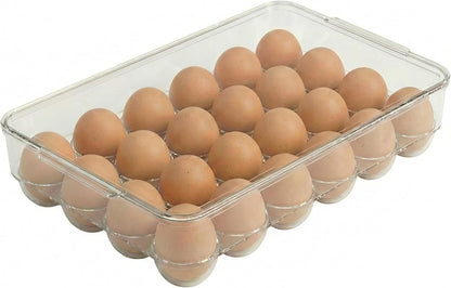 12 Eggs Holder for Refrigerator, Clear Egg Container for Fridge, Kitchen