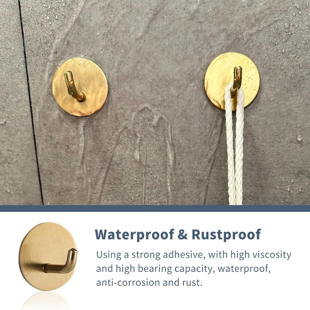 Adhesive Hooks Heavy Duty Waterproof in Shower Hooks for Hanging Loofah, Towels, Clothes, Robes for Bathroom Removable Adhesive Wall Hooks Door Hook Stainless Steel Black Stick on Hooks 4 Pcs