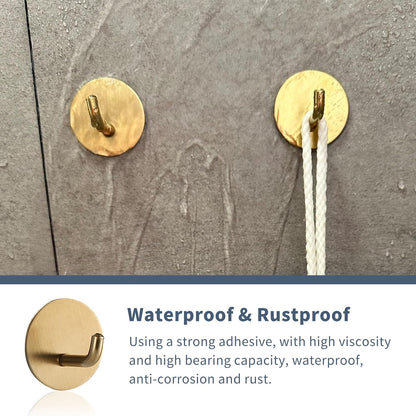 Adhesive Hooks Heavy Duty Waterproof in Shower Hooks for Hanging Loofah, Towels, Clothes, Robes for Bathroom Removable Adhesive Wall Hooks Door Hook Stainless Steel Black Stick on Hooks 4 Pcs