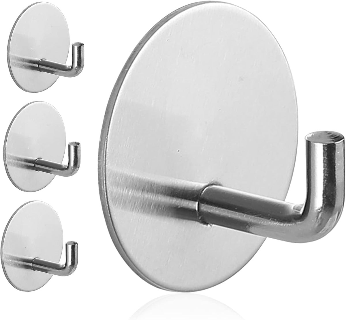 Adhesive Hooks Heavy Duty Waterproof in Shower Hooks for Hanging Loofah, Towels, Clothes, Robes for Bathroom Removable Adhesive Wall Hooks Door Hook Stainless Steel Black Stick on Hooks 4 Pcs