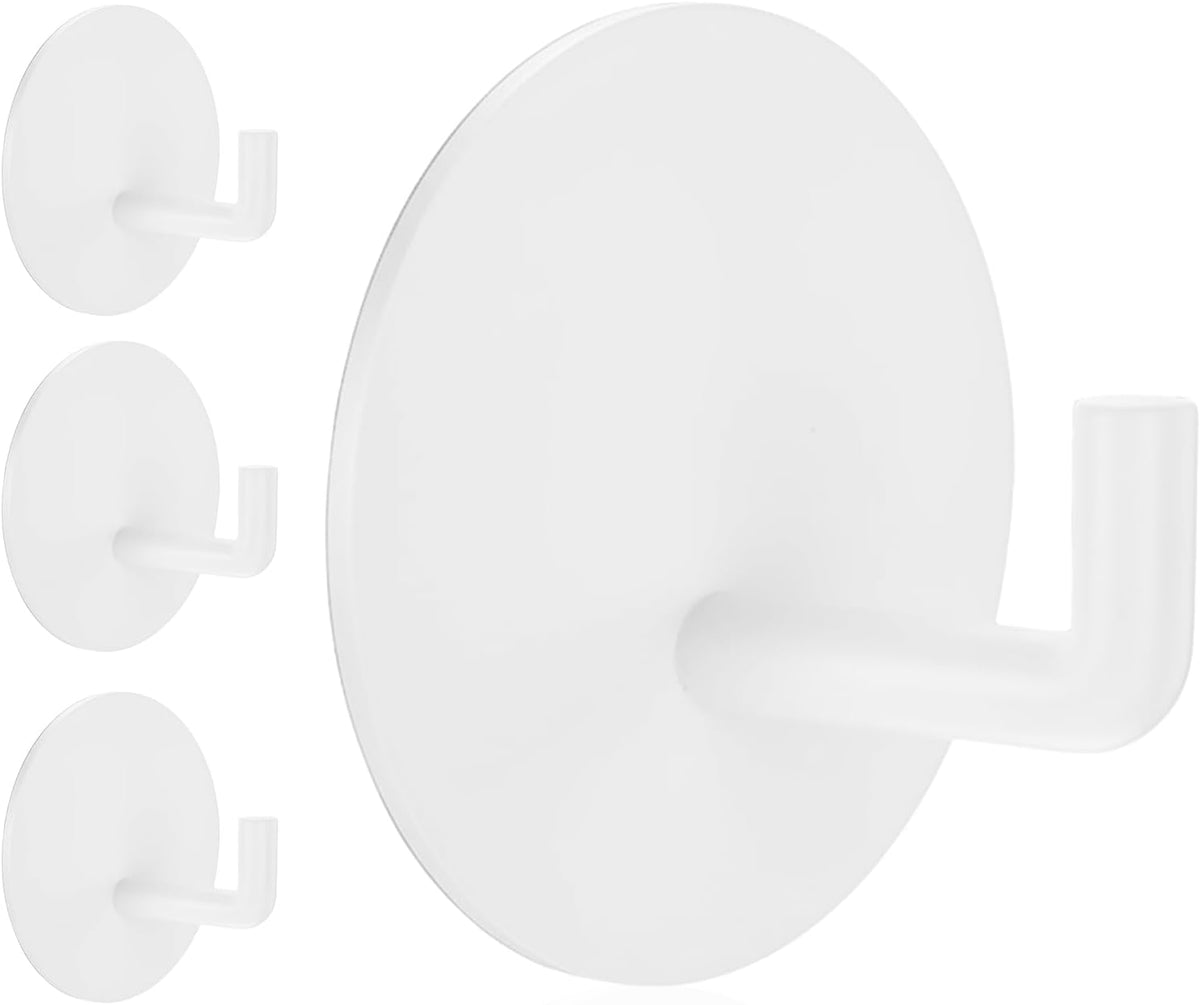 Adhesive Hooks Heavy Duty Waterproof in Shower Hooks for Hanging Loofah, Towels, Clothes, Robes for Bathroom Removable Adhesive Wall Hooks Door Hook Stainless Steel Black Stick on Hooks 4 Pcs