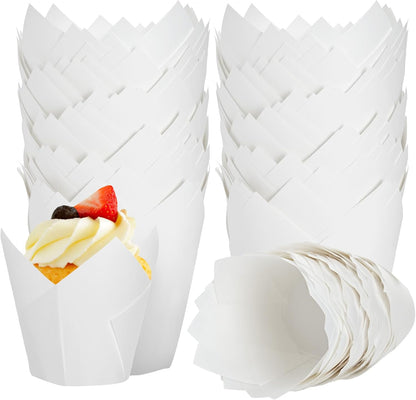 120 Counts Natural Tulip Cupcake Liners for Baking Cups, Food Grade Parchment Paper Muffin Liners Holders, Standard Tulip Cupcake Liners, Greaseproof Cup Cake Wrappers for Party, Christmas