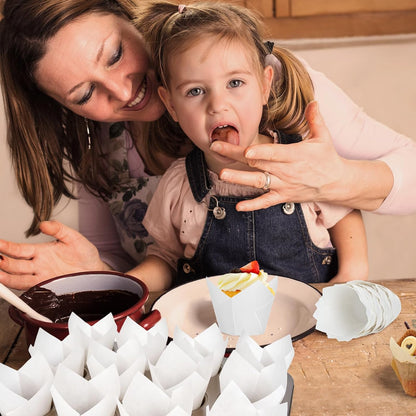 120 Counts Natural Tulip Cupcake Liners for Baking Cups, Food Grade Parchment Paper Muffin Liners Holders, Standard Tulip Cupcake Liners, Greaseproof Cup Cake Wrappers for Party, Christmas