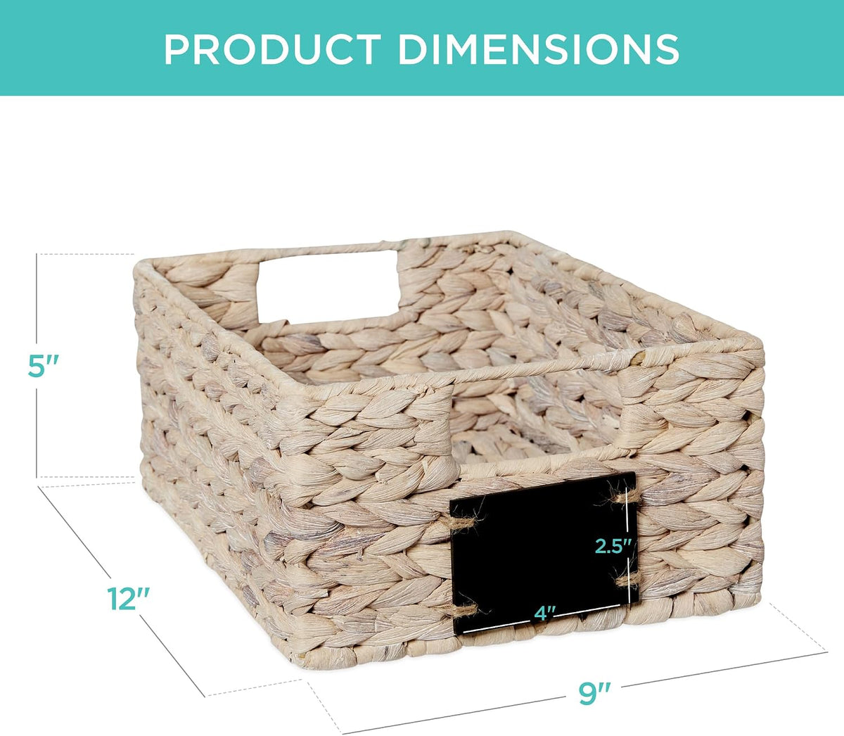 Best Choice Products Set of 4 16x12in Large Water Hyacinth Pantry Baskets, Woven Organizers w/Chalkboard Label, Chalk Marker - Natural