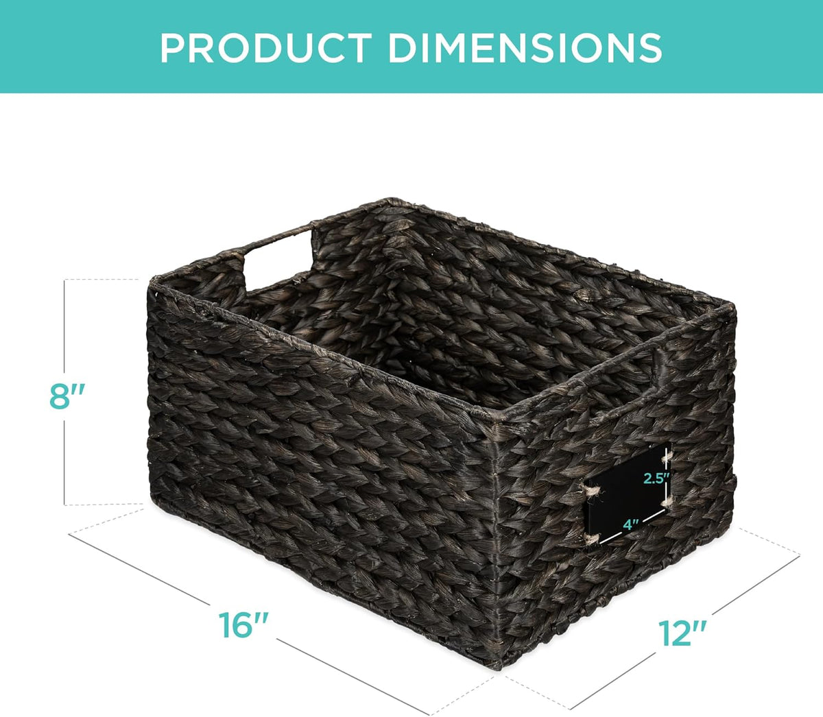 Best Choice Products Set of 4 16x12in Large Water Hyacinth Pantry Baskets, Woven Organizers w/Chalkboard Label, Chalk Marker - Natural