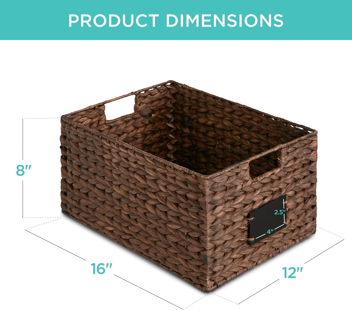 Best Choice Products Set of 4 16x12in Large Water Hyacinth Pantry Baskets, Woven Organizers w/Chalkboard Label, Chalk Marker - Natural