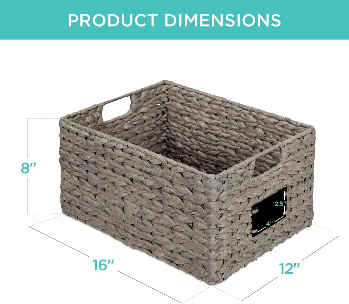 Best Choice Products Set of 4 16x12in Large Water Hyacinth Pantry Baskets, Woven Organizers w/Chalkboard Label, Chalk Marker - Natural