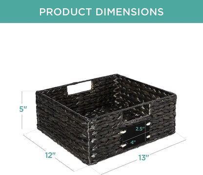 Best Choice Products Set of 4 16x12in Large Water Hyacinth Pantry Baskets, Woven Organizers w/Chalkboard Label, Chalk Marker - Natural