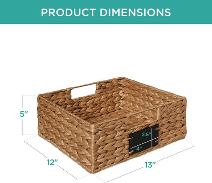 Best Choice Products Set of 4 16x12in Large Water Hyacinth Pantry Baskets, Woven Organizers w/Chalkboard Label, Chalk Marker - Natural