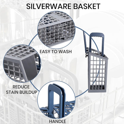 Dishwasher Cutlery Basket (9 x 3 x 10.3 inches) Fit For samsung DD82-01112A / ‎DD94-01013A / DD97-00250A Silverware Utensil Basket - Competible With Samsung, whirlpo-l, Bosch etc. Parts DD82-01384A