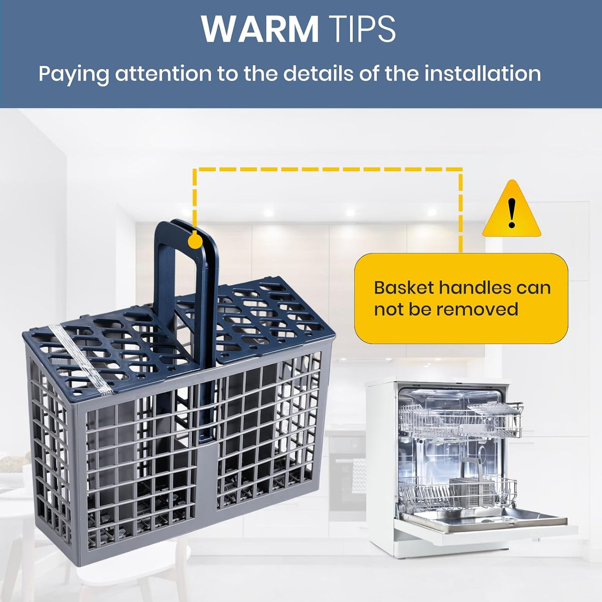 Dishwasher Cutlery Basket (9 x 3 x 10.3 inches) Fit For samsung DD82-01112A / ‎DD94-01013A / DD97-00250A Silverware Utensil Basket - Competible With Samsung, whirlpo-l, Bosch etc. Parts DD82-01384A