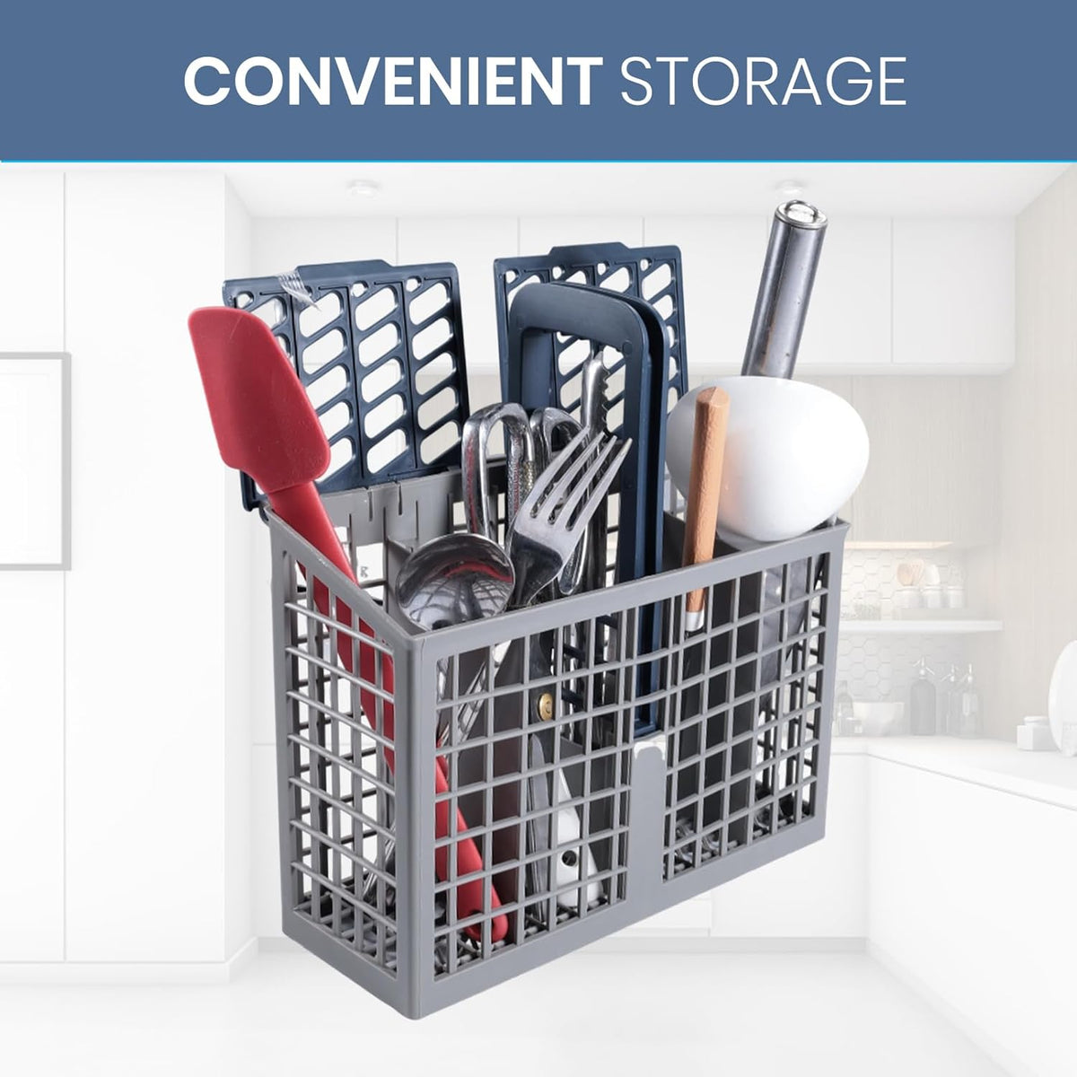 Dishwasher Cutlery Basket (9 x 3 x 10.3 inches) Fit For samsung DD82-01112A / ‎DD94-01013A / DD97-00250A Silverware Utensil Basket - Competible With Samsung, whirlpo-l, Bosch etc. Parts DD82-01384A