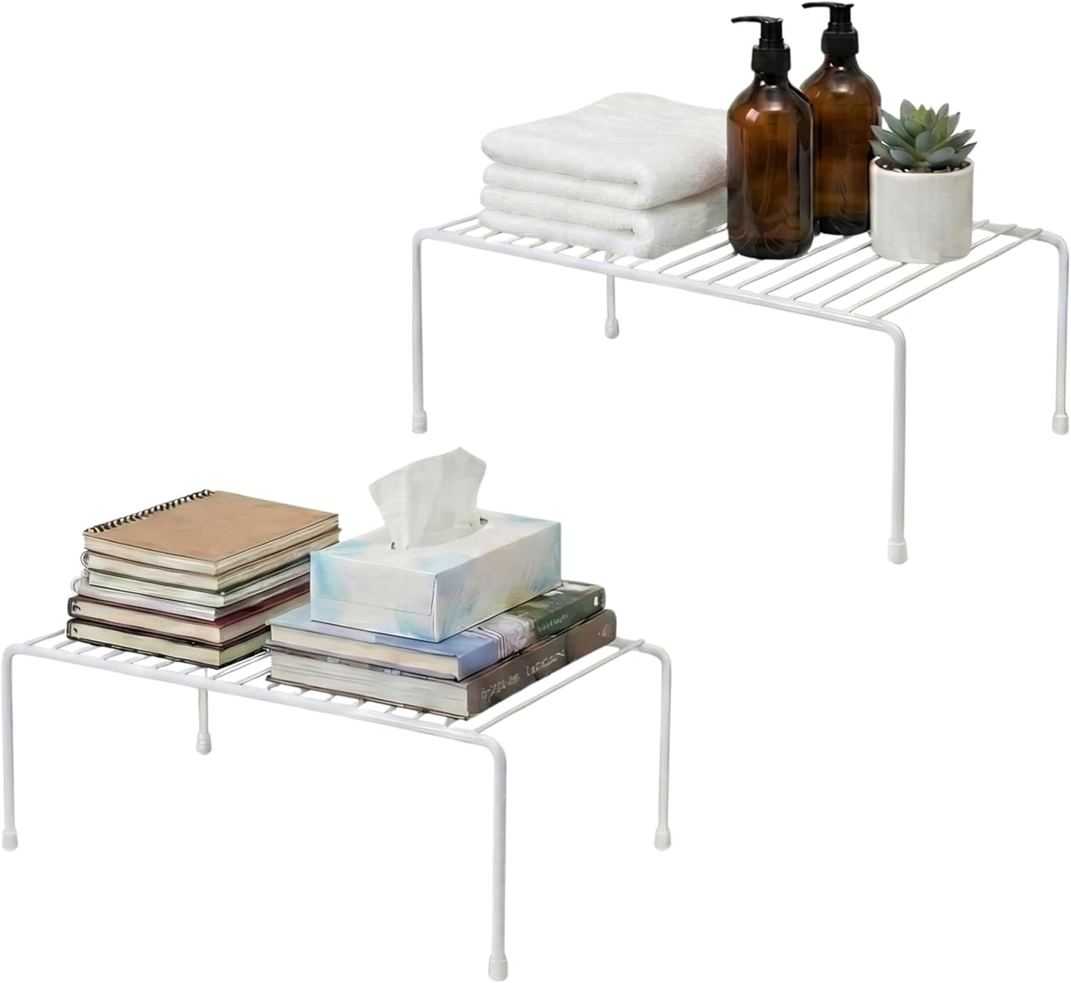 2-Pack Wire Shelves, Cabinet Shelf Risers & Freezer Organizers