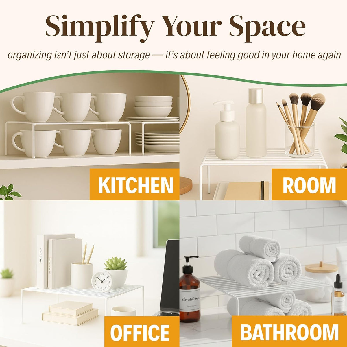 2-Pack Wire Shelves, Cabinet Shelf Risers & Freezer Organizers