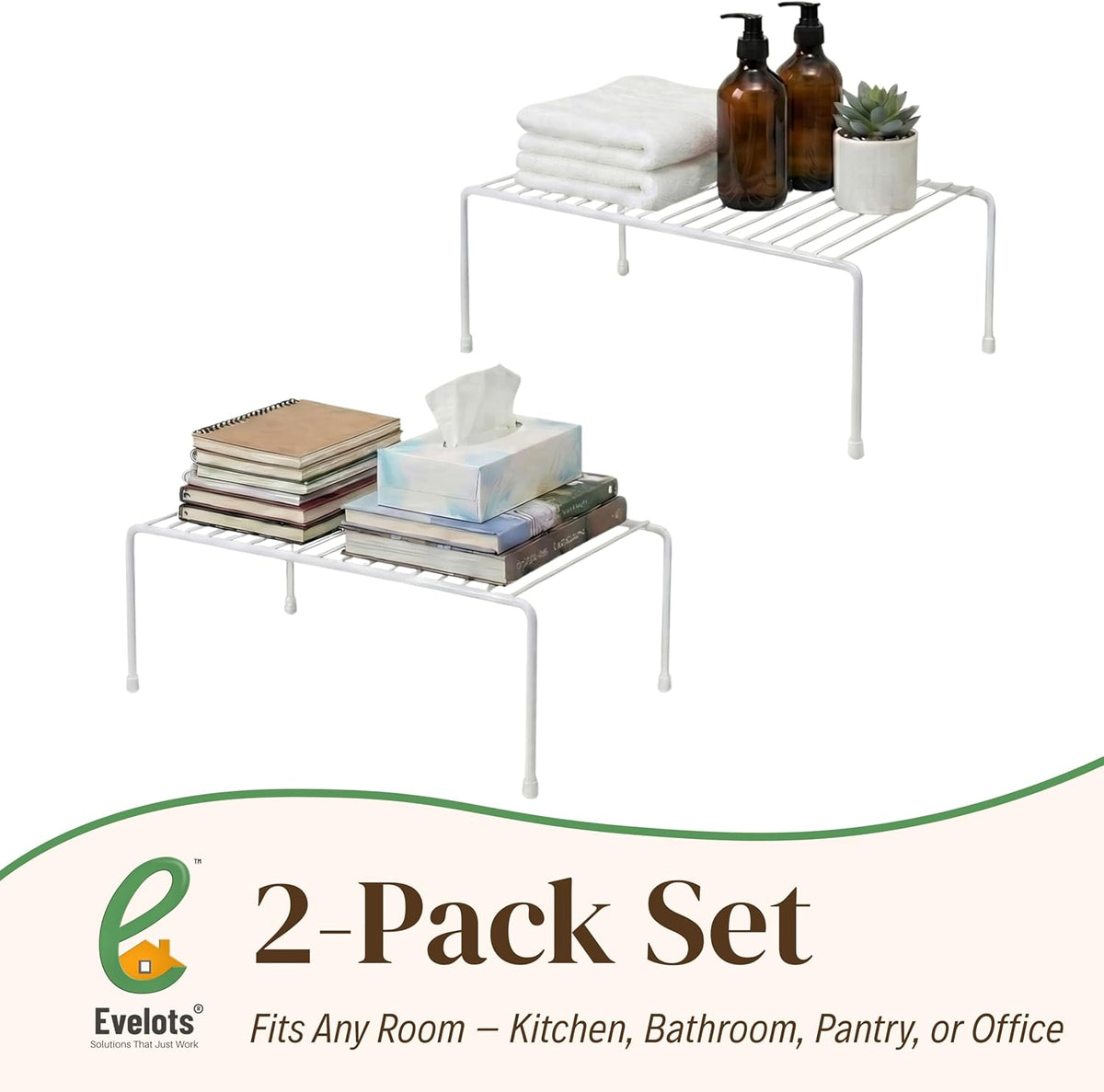 2-Pack Wire Shelves, Cabinet Shelf Risers & Freezer Organizers