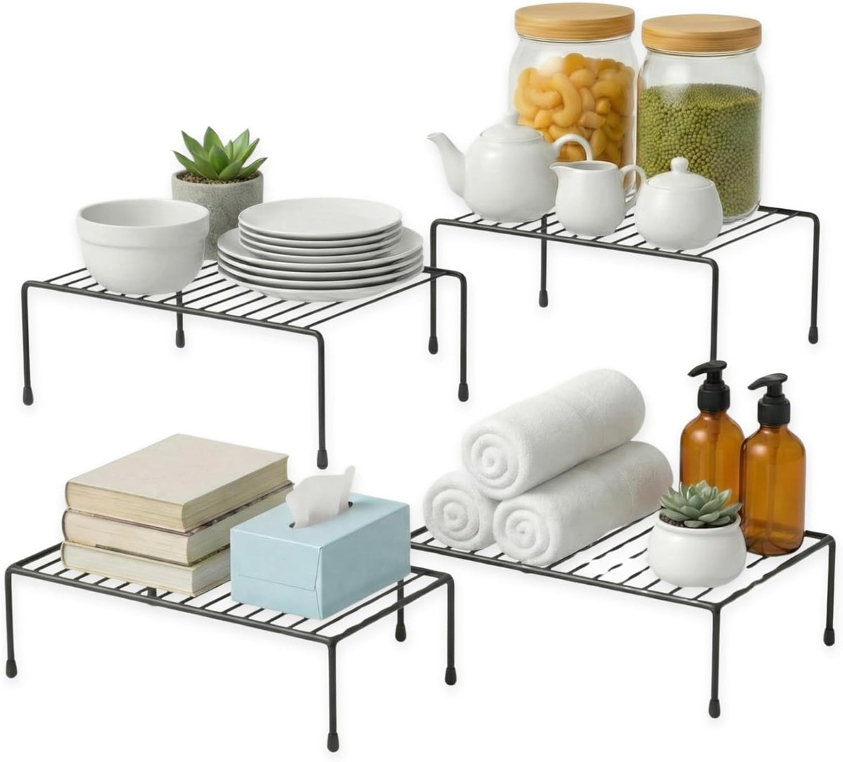 2-Pack Wire Shelves, Cabinet Shelf Risers & Freezer Organizers