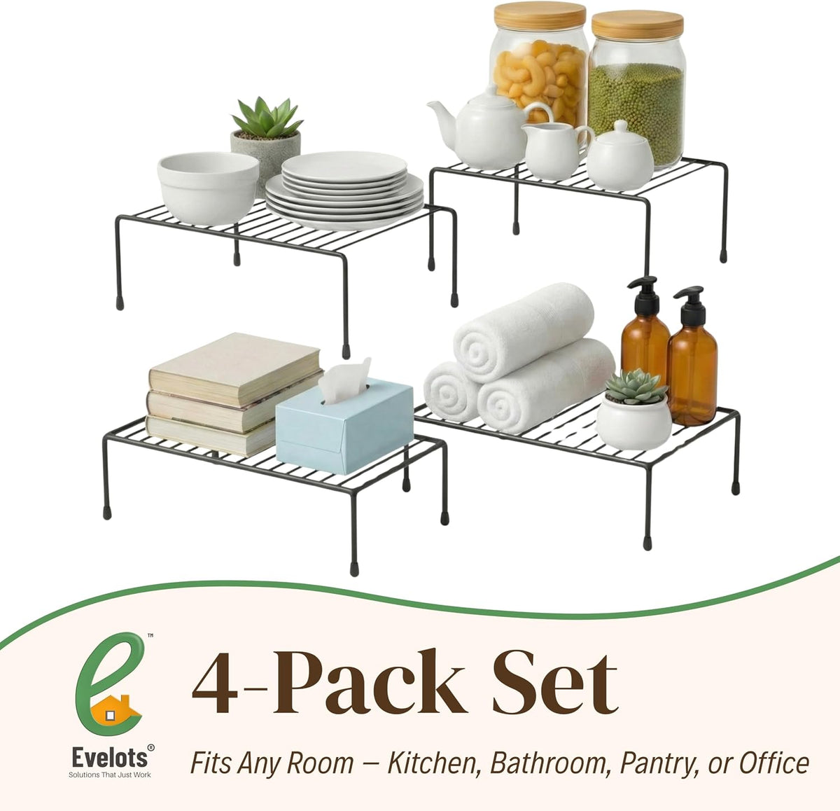 2-Pack Wire Shelves, Cabinet Shelf Risers & Freezer Organizers