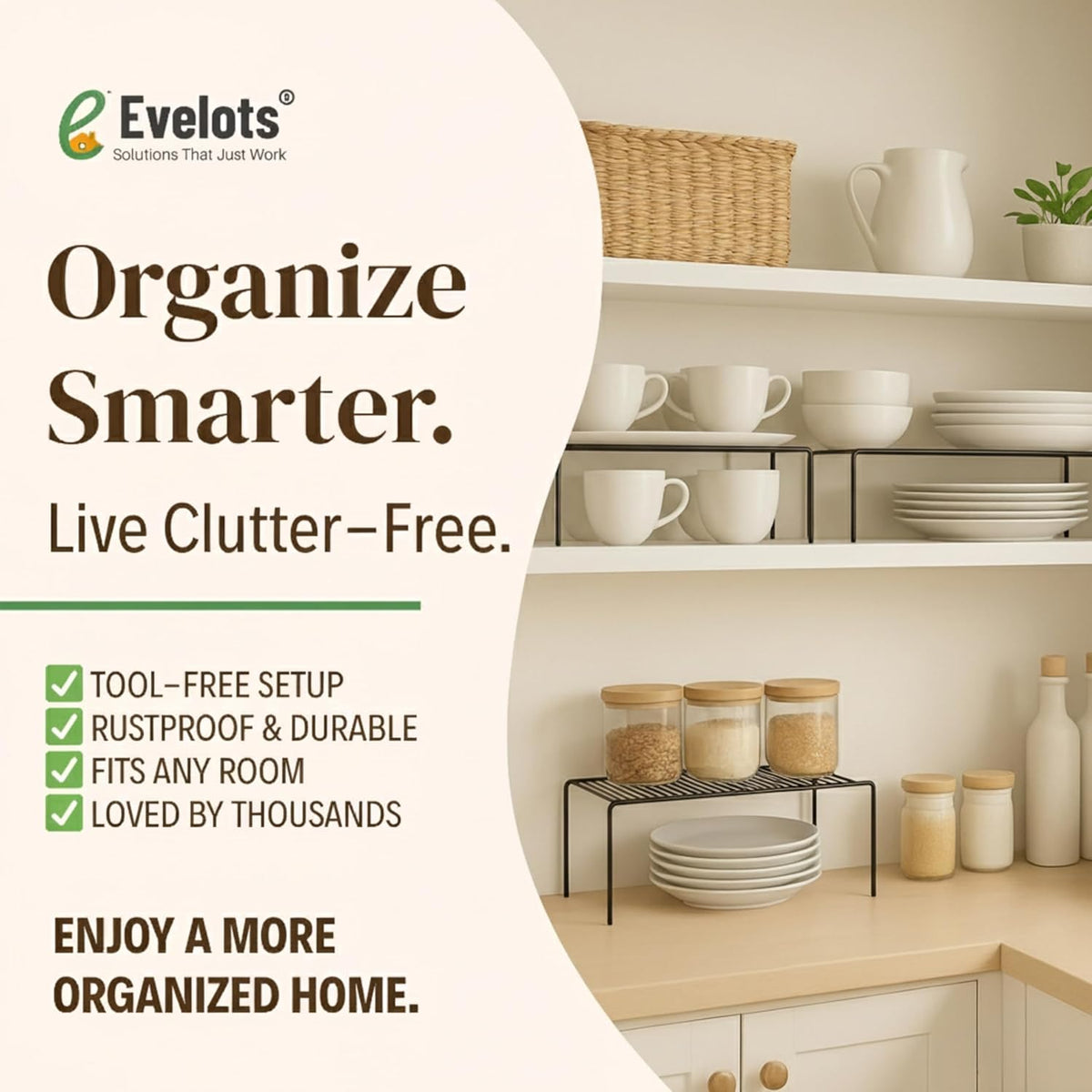 2-Pack Wire Shelves, Cabinet Shelf Risers & Freezer Organizers