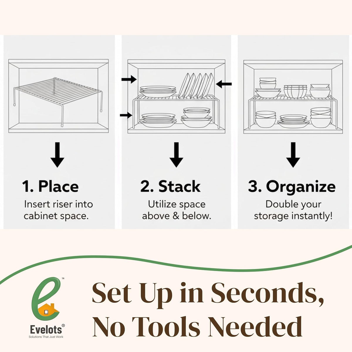 2-Pack Wire Shelves, Cabinet Shelf Risers & Freezer Organizers