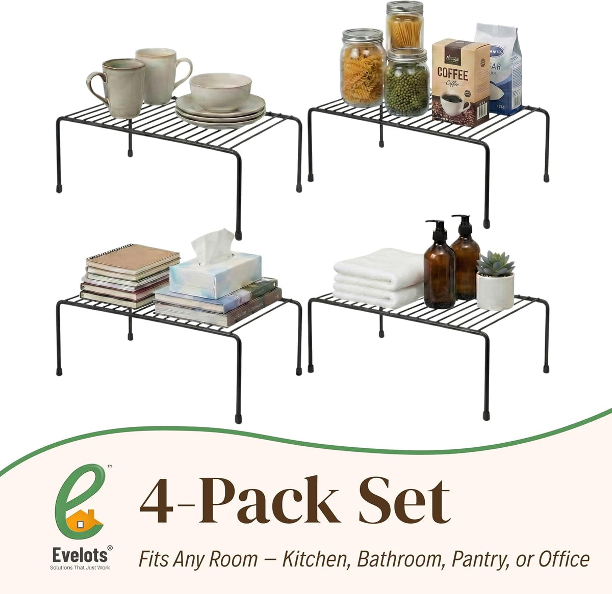 2-Pack Wire Shelves, Cabinet Shelf Risers & Freezer Organizers