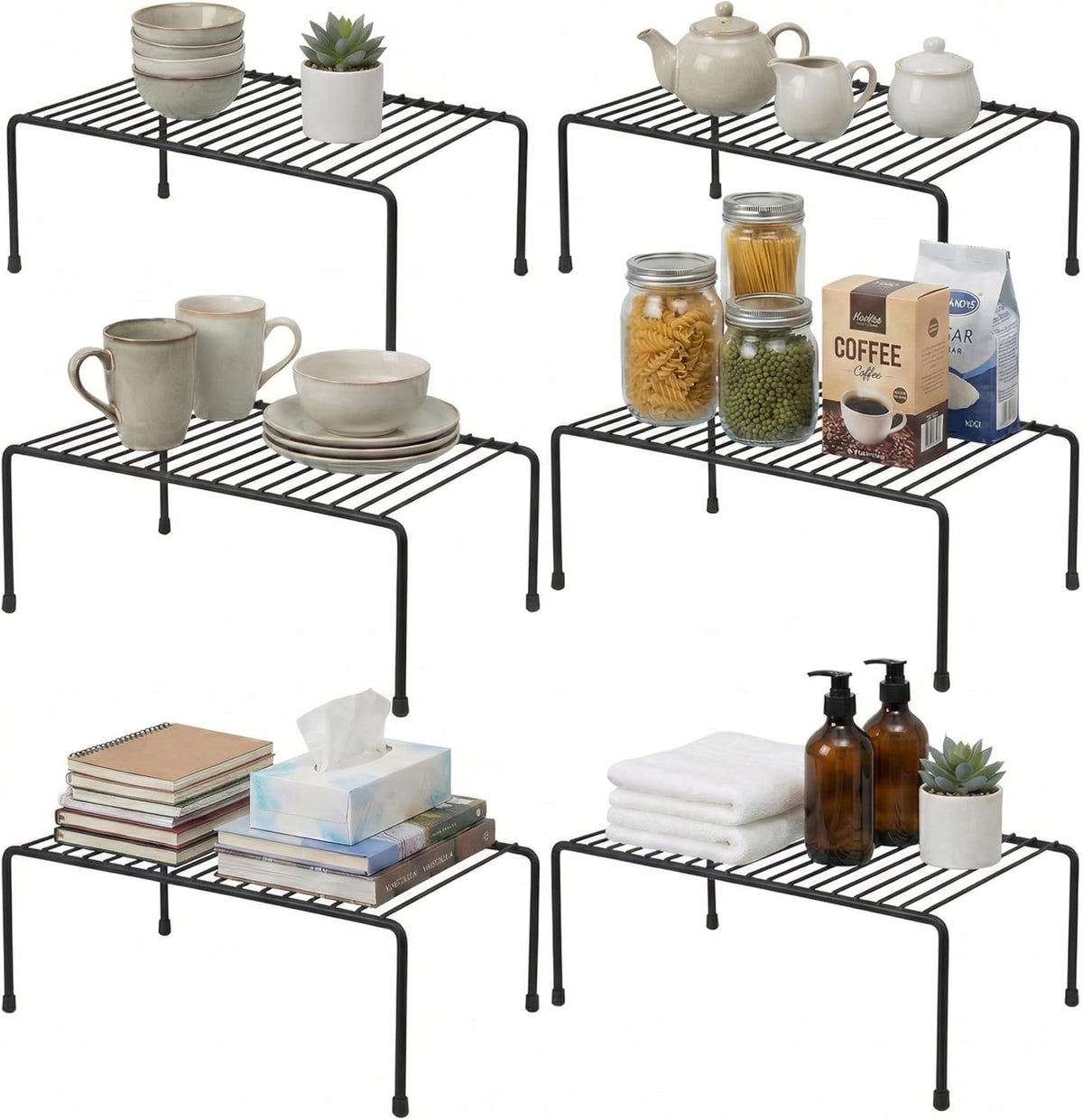 2-Pack Wire Shelves, Cabinet Shelf Risers & Freezer Organizers