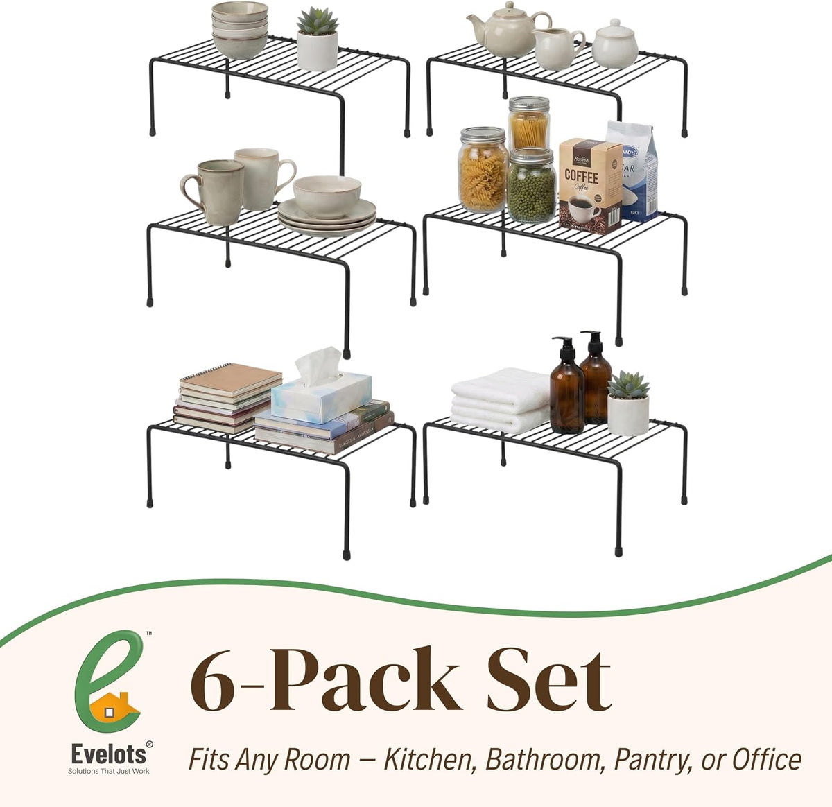 2-Pack Wire Shelves, Cabinet Shelf Risers & Freezer Organizers
