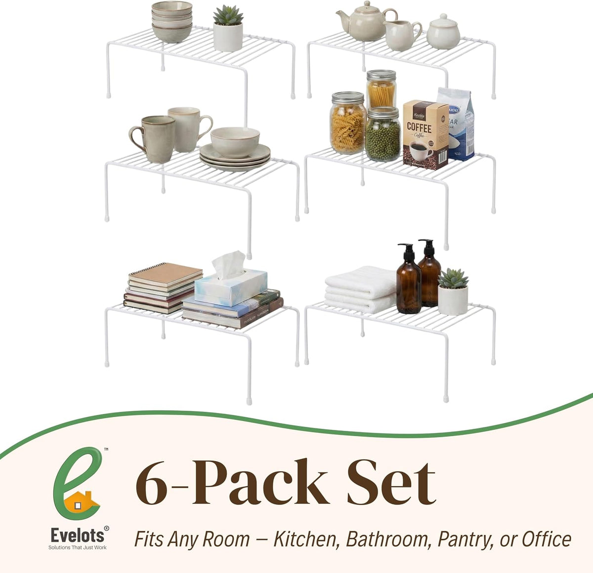 2-Pack Wire Shelves, Cabinet Shelf Risers & Freezer Organizers