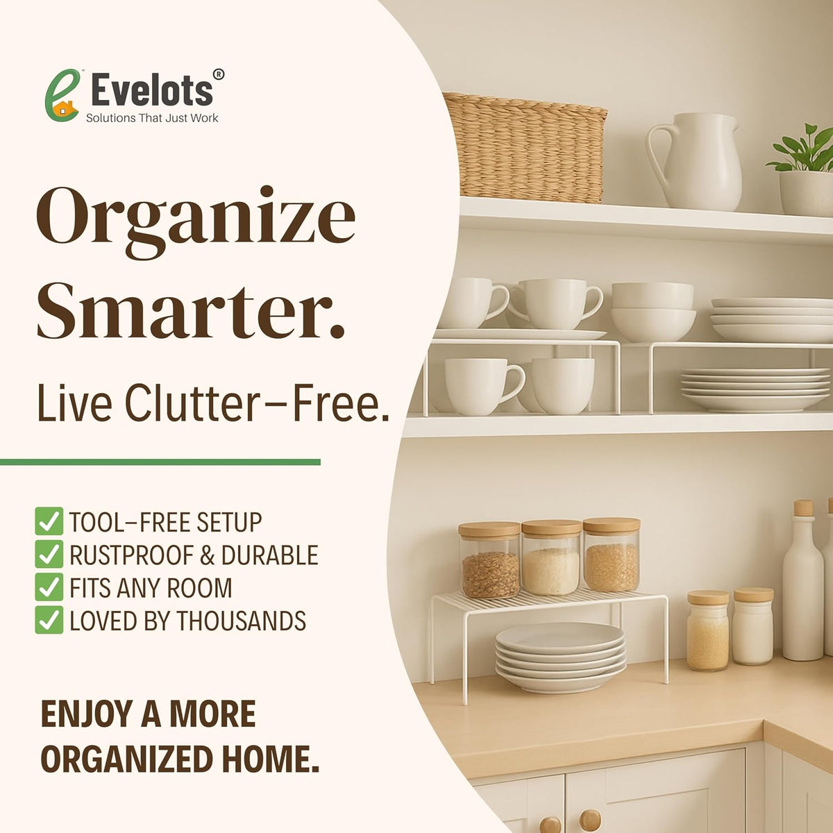 2-Pack Wire Shelves, Cabinet Shelf Risers & Freezer Organizers