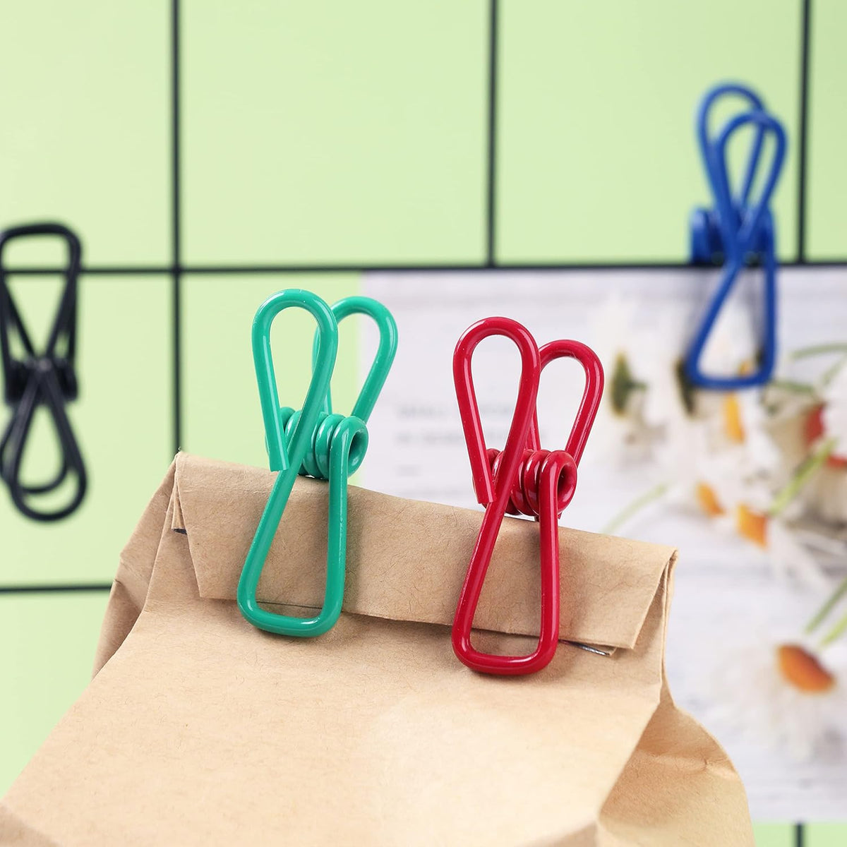 16 Pack Chip Clips, Utility PVC-Coated Colorful Steel Clip for Sealing Food