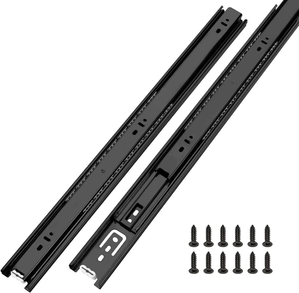 Full Extension Ball Bearing Drawer Slides 8 10 12 14 16 18 20 22 24 Inch Heavy Duty Side Mount File Cabinet Rails Dresser Runner Kitchen Cabinet Drawer Glides 100 LB Capacity (12 inch,1 Pair)
