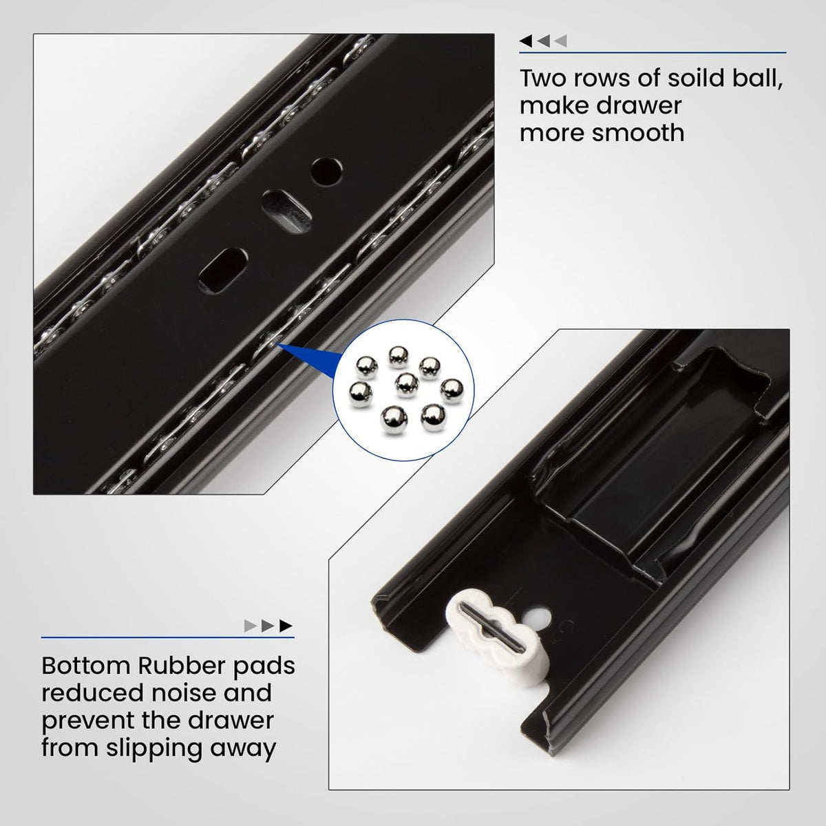 Full Extension Ball Bearing Drawer Slides 8 10 12 14 16 18 20 22 24 Inch Heavy Duty Side Mount File Cabinet Rails Dresser Runner Kitchen Cabinet Drawer Glides 100 LB Capacity (12 inch,1 Pair)