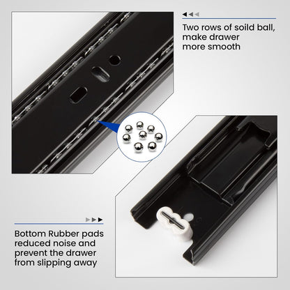 Full Extension Ball Bearing Drawer Slides 8 10 12 14 16 18 20 22 24 Inch Heavy Duty Side Mount File Cabinet Rails Dresser Runner Kitchen Cabinet Drawer Glides 100 LB Capacity (12 inch,1 Pair)
