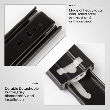 Full Extension Ball Bearing Drawer Slides 8 10 12 14 16 18 20 22 24 Inch Heavy Duty Side Mount File Cabinet Rails Dresser Runner Kitchen Cabinet Drawer Glides 100 LB Capacity (12 inch,1 Pair)