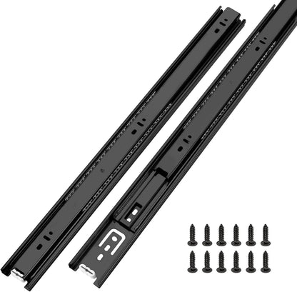 Full Extension Ball Bearing Drawer Slides 8 10 12 14 16 18 20 22 24 Inch Heavy Duty Side Mount File Cabinet Rails Dresser Runner Kitchen Cabinet Drawer Glides 100 LB Capacity (12 inch,1 Pair)