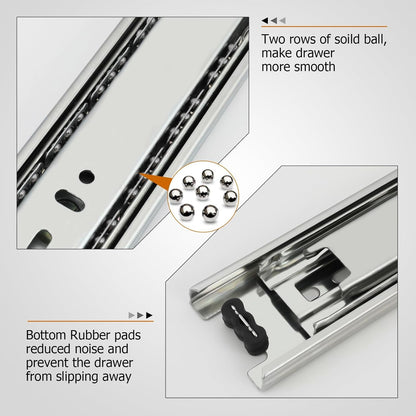 Full Extension Ball Bearing Drawer Slides 8 10 12 14 16 18 20 22 24 Inch Heavy Duty Side Mount File Cabinet Rails Dresser Runner Kitchen Cabinet Drawer Glides 100 LB Capacity (12 inch,1 Pair)