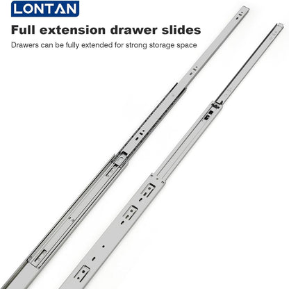 Full Extension Ball Bearing Drawer Slides 8 10 12 14 16 18 20 22 24 Inch Heavy Duty Side Mount File Cabinet Rails Dresser Runner Kitchen Cabinet Drawer Glides 100 LB Capacity (12 inch,1 Pair)