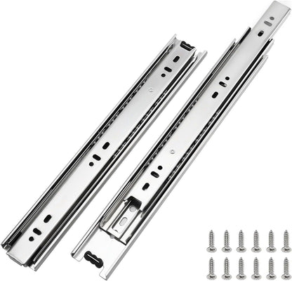 Full Extension Ball Bearing Drawer Slides 8 10 12 14 16 18 20 22 24 Inch Heavy Duty Side Mount File Cabinet Rails Dresser Runner Kitchen Cabinet Drawer Glides 100 LB Capacity (12 inch,1 Pair)
