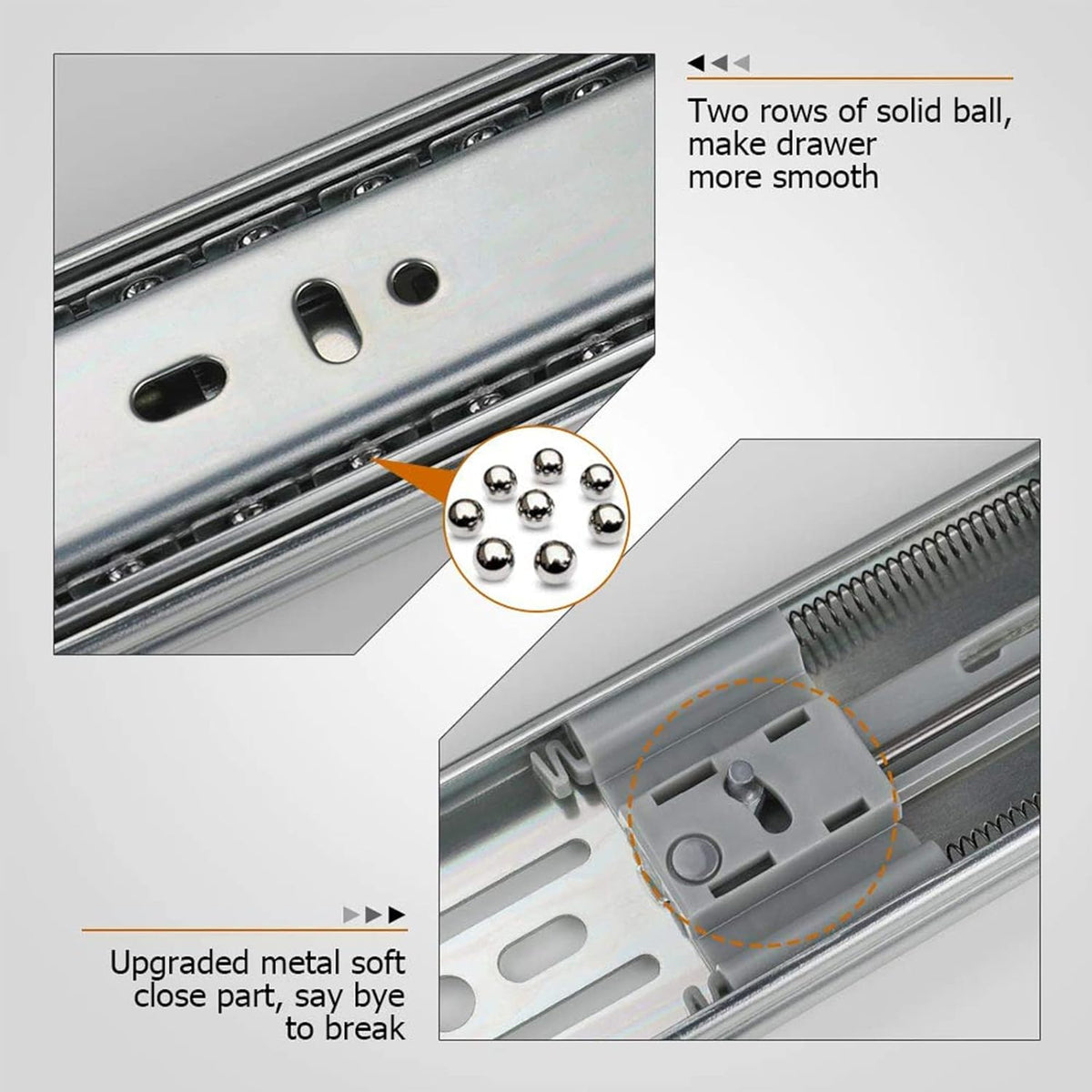 Full Extension Ball Bearing Drawer Slides 8 10 12 14 16 18 20 22 24 Inch Heavy Duty Side Mount File Cabinet Rails Dresser Runner Kitchen Cabinet Drawer Glides 100 LB Capacity (12 inch,1 Pair)