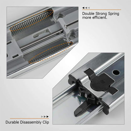Full Extension Ball Bearing Drawer Slides 8 10 12 14 16 18 20 22 24 Inch Heavy Duty Side Mount File Cabinet Rails Dresser Runner Kitchen Cabinet Drawer Glides 100 LB Capacity (12 inch,1 Pair)