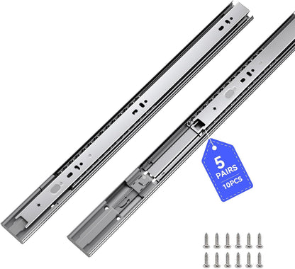 Full Extension Ball Bearing Drawer Slides 8 10 12 14 16 18 20 22 24 Inch Heavy Duty Side Mount File Cabinet Rails Dresser Runner Kitchen Cabinet Drawer Glides 100 LB Capacity (12 inch,1 Pair)