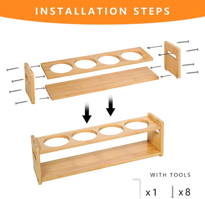 Wooden Condiment Caddy for Kitchen Squeeze Bottle & Oil Dispenser