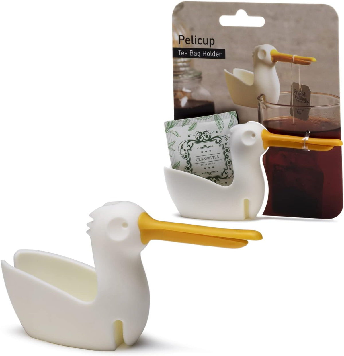 Pelicup: Tea Bag Holder - Fun Pelican-Shaped Silicone Tea Bag Holder for Cup w/Tea Bag Rest, 2.3x4.3x1.2 in, Cute Tea Accessories for Tea Lovers
