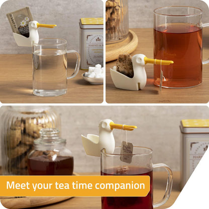 Pelicup: Tea Bag Holder - Fun Pelican-Shaped Silicone Tea Bag Holder for Cup w/Tea Bag Rest, 2.3x4.3x1.2 in, Cute Tea Accessories for Tea Lovers